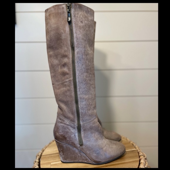 STEVEN BY STEVE MADDEN Meteour Tall Wedge Leather Boots - Picture 4 of 5
